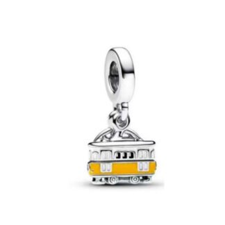 Silver Yellow Tram Vehicle Charm