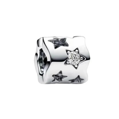 Silver Geometric Cubical Stars Charm