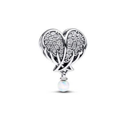 Silver Heart Pearl Charm