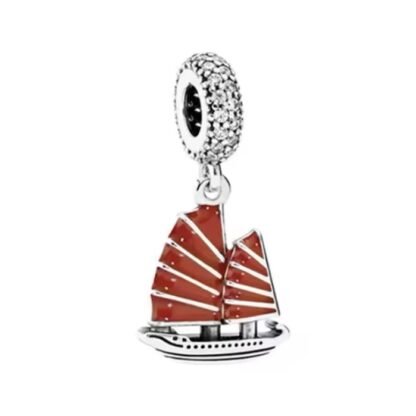 Silver Sailboat Brown Mainsail Charm