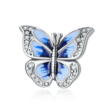 Silver Blue Hues Butterfly Charm