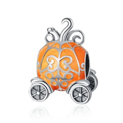 Orange Pumpkin Carriage Fantasy Charm