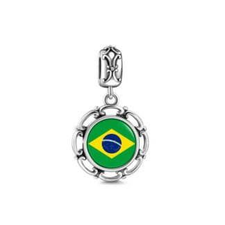 Silver Ornate Brazil Medal Country Charm