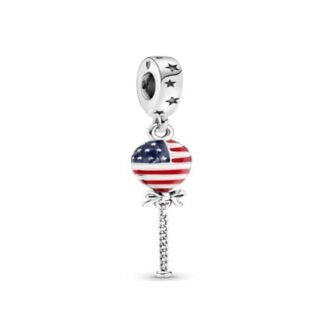 Silver USA America Sweet Lollipop Charm