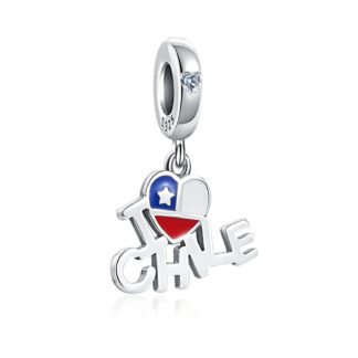 Silver Country Heart I Love Chile Charm