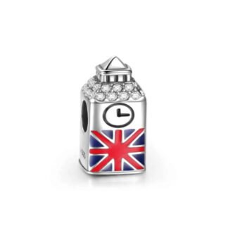Silver Mini Big Ben Tower Carton Union Jack Charm