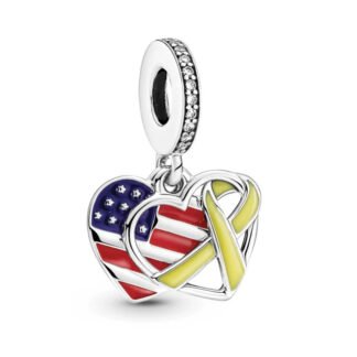 Silver Hearts America Yellow Ribbon Charm