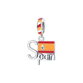 Silver Orange Red Spain Lettering Flag Charm