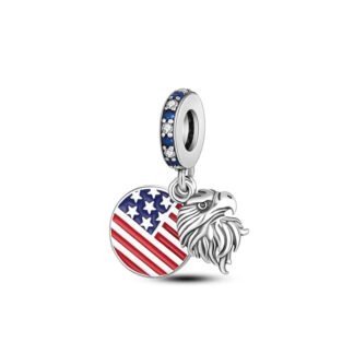Silver Eagle Head USA American Medal Charm