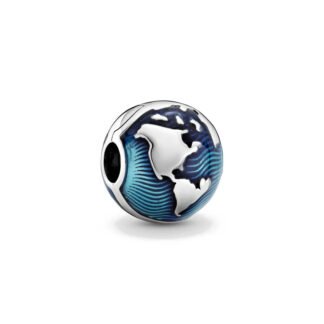 Silver Earth Blue Waves Charm