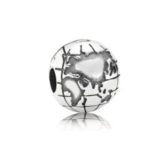 Silver Earth Carved Charm