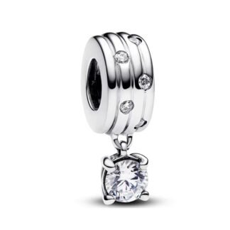 Silver Big Clear Gem Charm