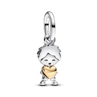 Happy Little Boy Golden Heart Charm