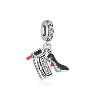 Silver Black Red Lipstick Heel Purse Diva Charm