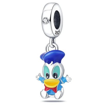 Silver Blue Donald Duck Arms Wide Open Disney Charm
