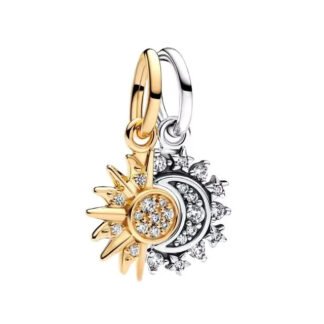 Silver Crescent Moon Gold Sun Spiky Charm