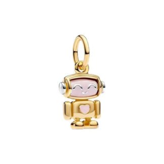 Golden and Pink Happy Robot Charm