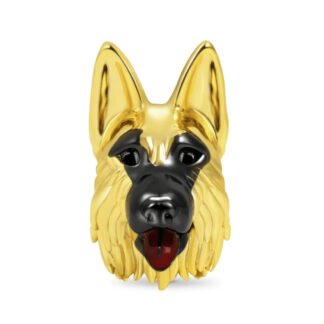 Golden Loyal Hound Dog Head Charm