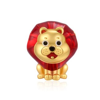 Golden Puggy Lion Red Mane Charm