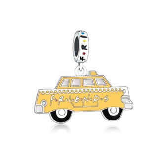 Silver Black Yellow Taxi Cab FRIENDS Pop Culture Charm