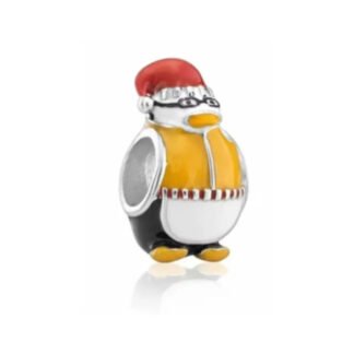 Silver Penguin Yellow Jacket Red Hat Charm