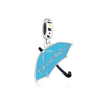 Silver Black Blue Umbrella FRIENDS Pop Culture Charm