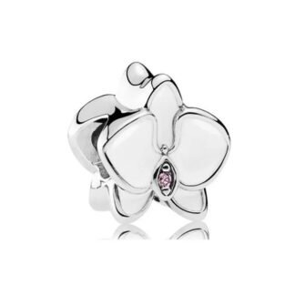 Silver White Orchid Flower Charm