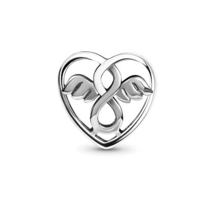Silver String and Wings Heart Charm