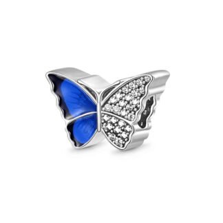 Silver Half Blue Wing Butterfly Charm