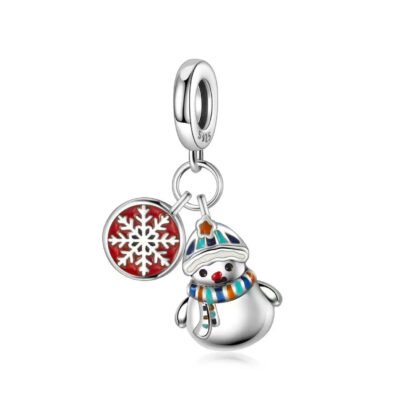 Silver Knitwear Snowman Orange Snowflake Christmas Charm