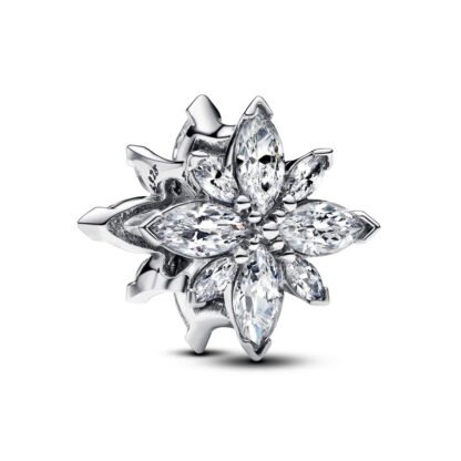Silver Futuristic Crystallized Flower Charm