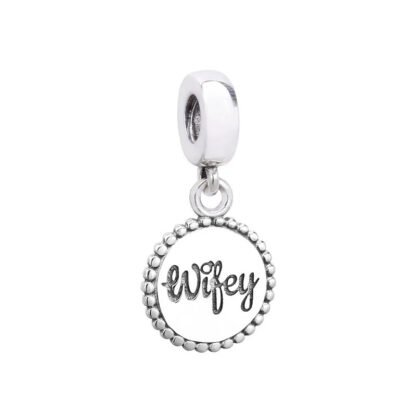 Silver Wifey Medal Charm