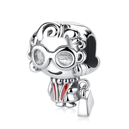 Silver Stylish Woman with Purse Charm