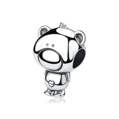 Silver Big Nose Dorky Teddy Bear Charm