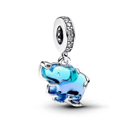 Silver Blue Hues Elephant Charm