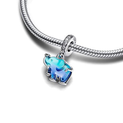 Silver Blue Hues Elephant Charm - Image 2