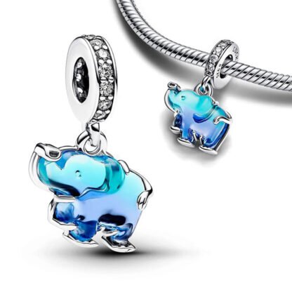 Silver Blue Hues Elephant Charm - Image 3