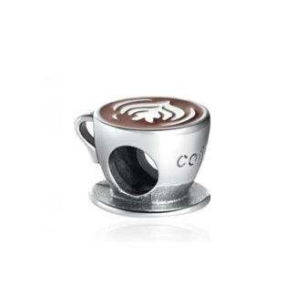 Silver Coffee Cup with Latte Art Charm