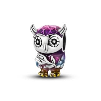 Silver Purple Hues Walking Owl Charm