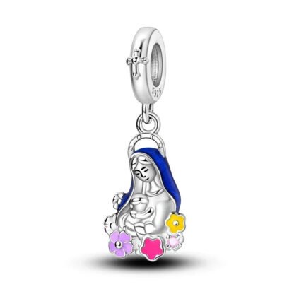 Silver Cozy Blue Veil Motherhood Hugging Charm