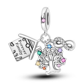 Silver Forever Home and Rainbow Tree Infinity Charm