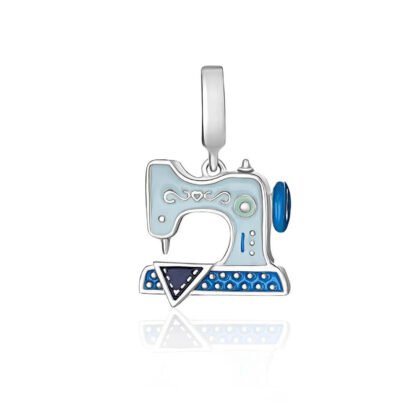 Silver Blue Sewing Machine Charm