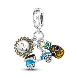 Silver Blue Motorbike Sunglasses Pineapple Summer Charm