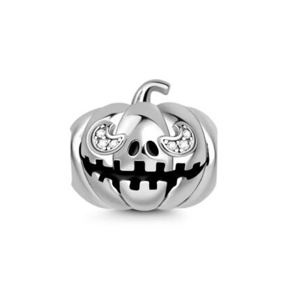 Silver Spooky Pumpkin Halloween Charm
