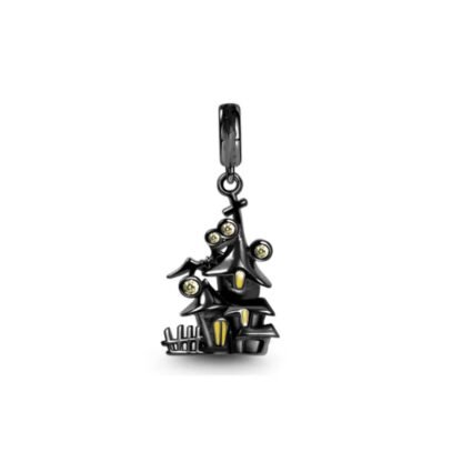 Silver Black Spooky House Halloween Charm