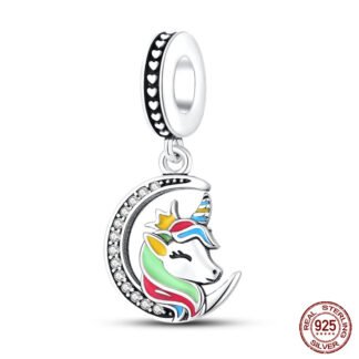 Unicorn Head on Silver Moon Charm