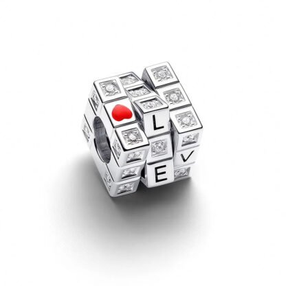 Silver Love Rubik Charm