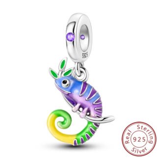 Silver Purple Blue Green Yellow Hues Chameleon Charm