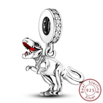 Silver Mouth Open T-Rex Dinosaur Charm