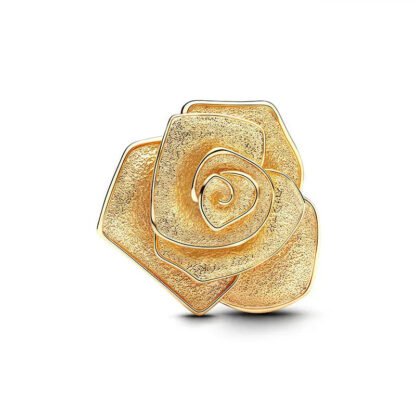 Silver Golden Rose Charm